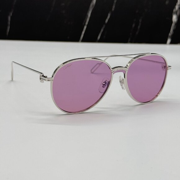 NEW CARTIER ROUND SILVER PINK WOMEN SUNGLASSES CARTIER CT0273S 004 - Picture 8 of 11